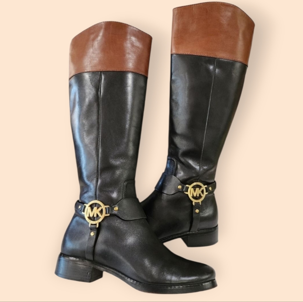 Michael Kors Fulton Harness Leather Riding Boots 6.5M